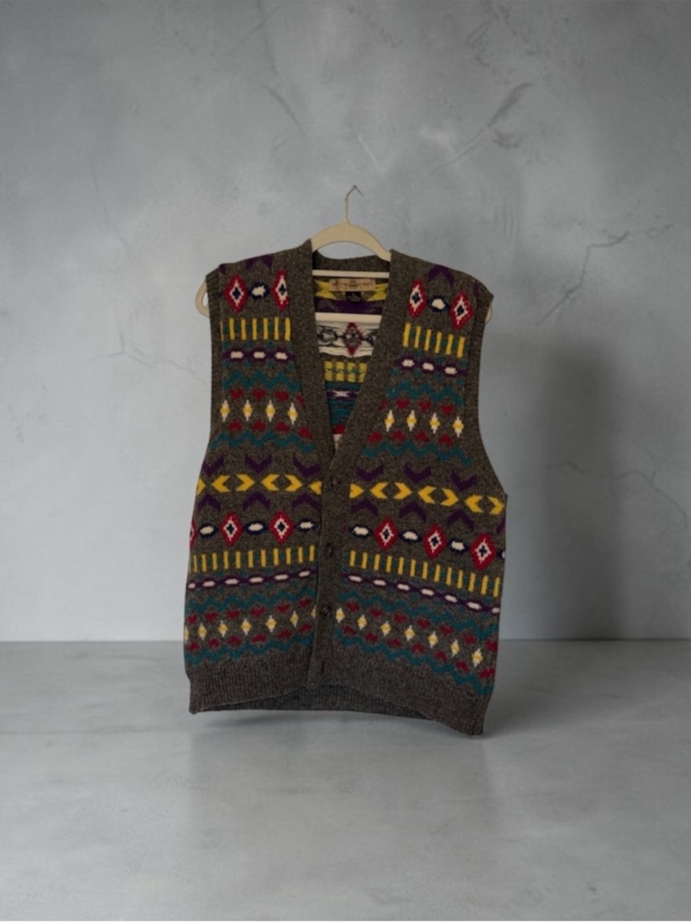 VINTAGE  Wool Men's Multicolor Patterned Vest